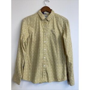 Ariat Real Fitted Shirt Womens M Yellow‎ Floral Flip Cuff sleeves Button Western